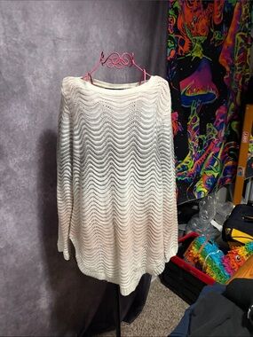 united states sweaters Cream Open-Weave Wave Pullover